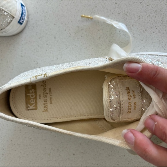 Keds x Kate Spade Sneakers Womens Size 7 Champion Glitter Bride Wedding Cream - Picture 6 of 8